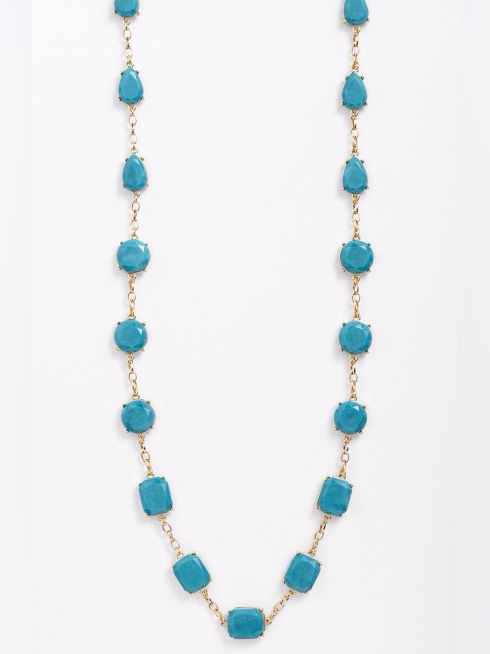 Kate Spade Teal & Gold Faceted Station Long Necklace